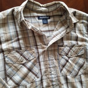 Aeropostale S Men's Brown Plaid Shirt
